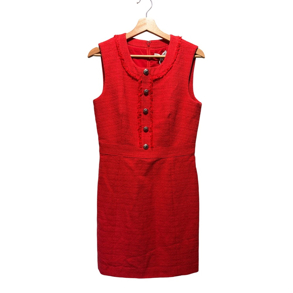 NWT Veronica Beard Julie Tweed Dress Watermelon Size 6 Old Money Chanel Style